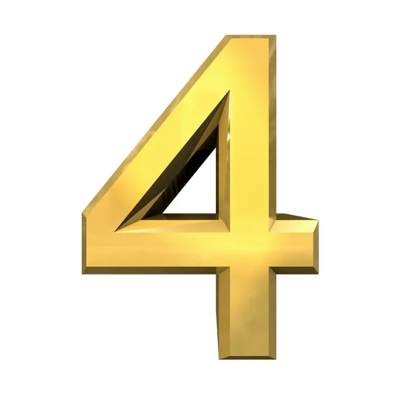 3d número 4 em ouro — Fotografia de Stock