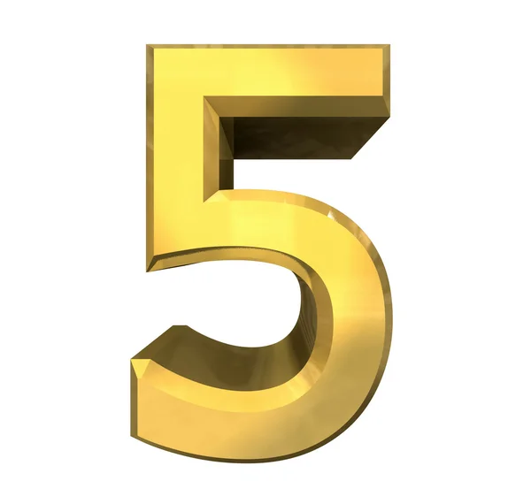 3d número 5 em ouro — Fotografia de Stock