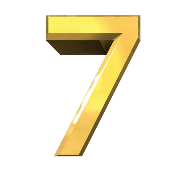 3d number 7 in gold — Stock Photo, Image