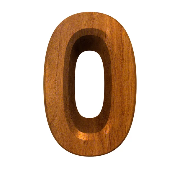 3d number 0 in wood — Stock Photo, Image