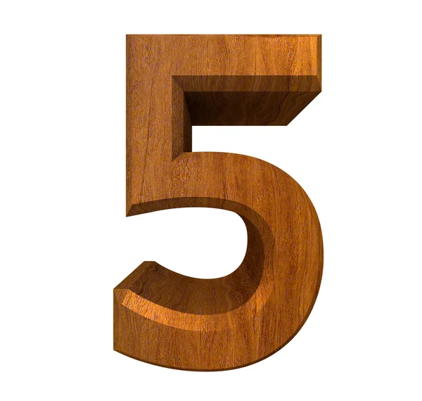 3D numer 5 w drewnie — Zdjęcie stockowe
