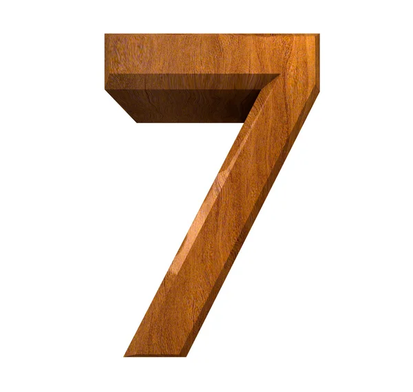 3D nummer 7 i trä — Stockfoto