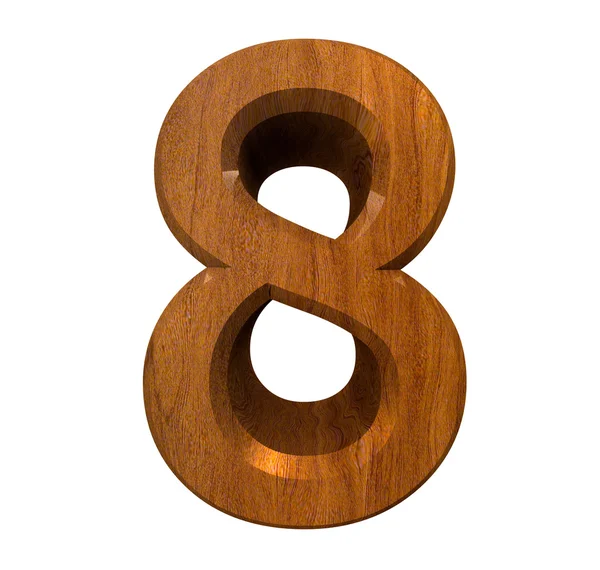 3d number 8 in wood — Stock Photo, Image