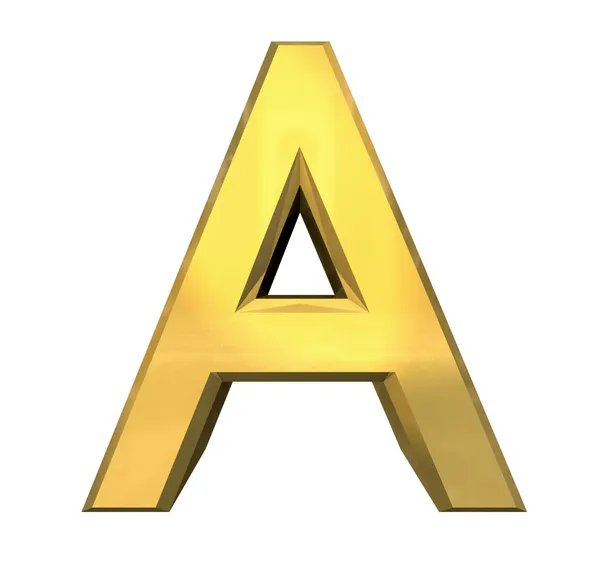 Золота 3d літера А — стокове фото