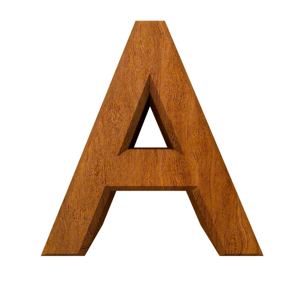 3d letra A em madeira — Fotografia de Stock