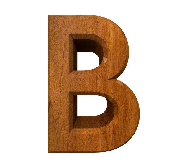 Трехмерная буква B в дереве — стоковое фото