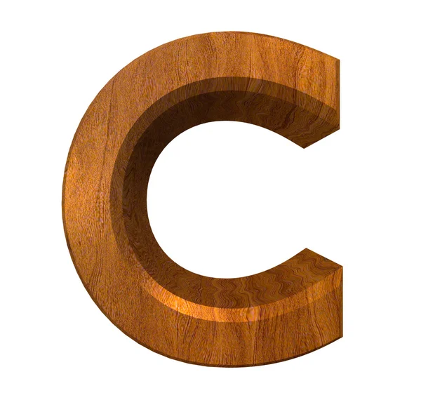 3d letra C em madeira — Fotografia de Stock