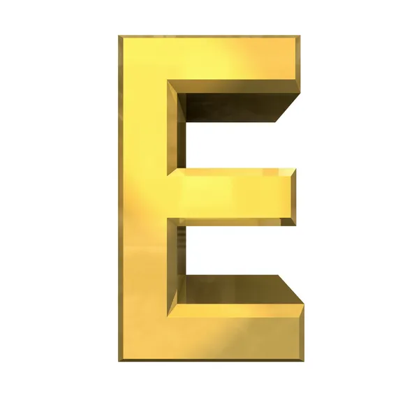 Χρυσό 3d γράμμα e — Φωτογραφία Αρχείου