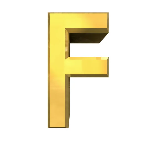 黄金 3d 字母 f — 图库照片