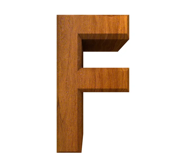 3d letter F in wood — Stock Photo, Image