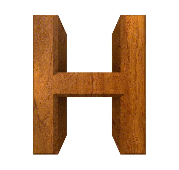 3D bokstaven h i trä — Stockfoto
