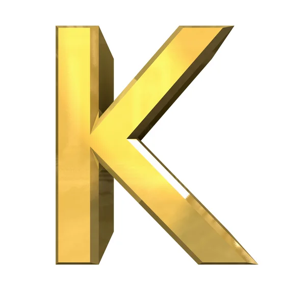Złota 3d litery k — Zdjęcie stockowe