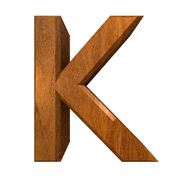 在木材中的 3d 字母 k。 — 图库照片