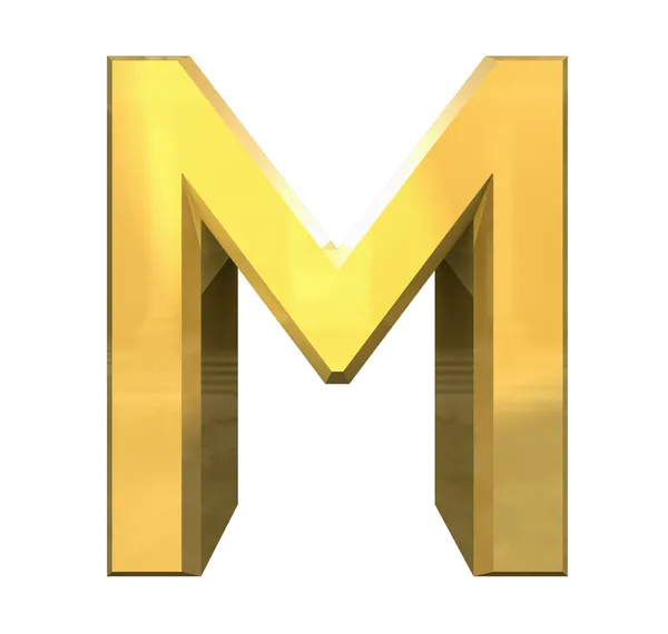 黄金 3d 字母 m — 图库照片
