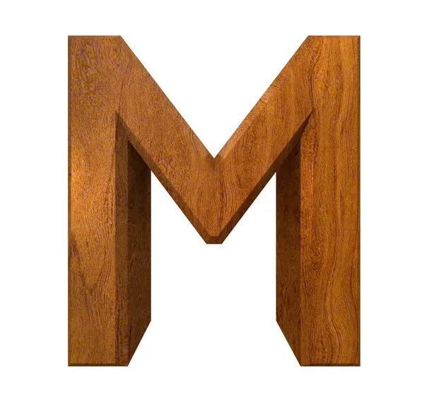 3d lettera M in legno — Foto Stock