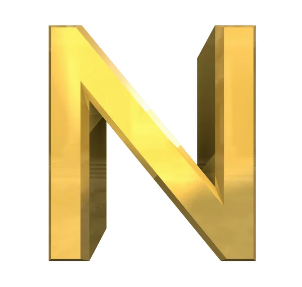 Золотая 3d буква N — стоковое фото