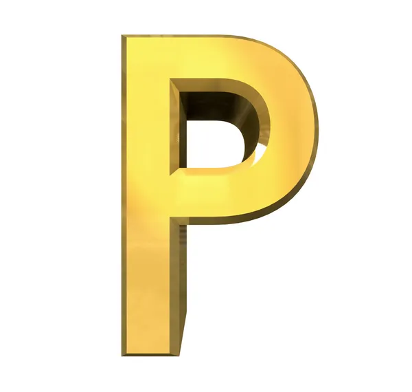 Золотая 3d буква P — стоковое фото