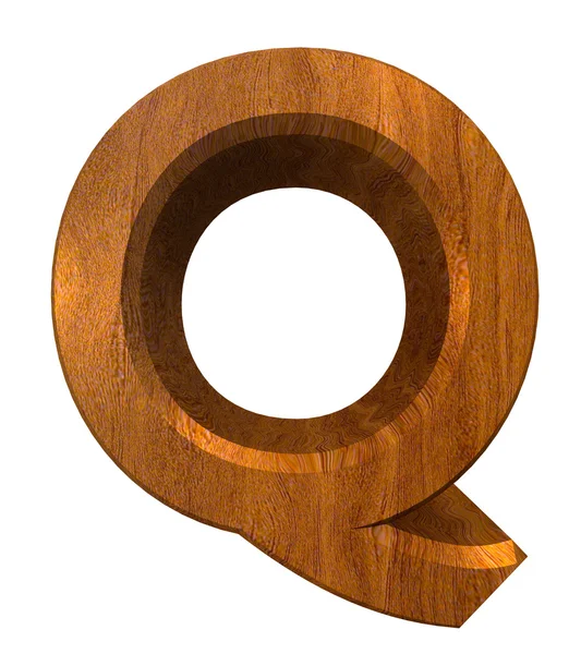 Трехмерная буква Q в дереве — стоковое фото