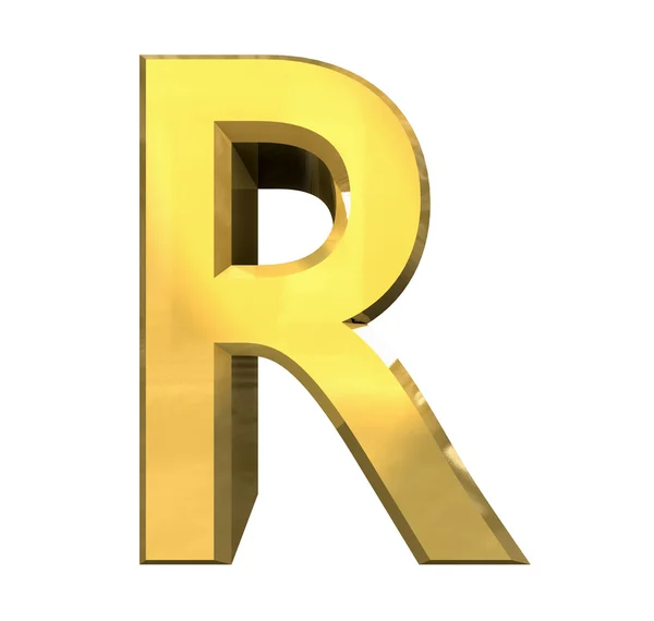 黄金 3d 字母 r — 图库照片