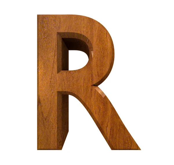 在木材中的 3d 字母 r — 图库照片