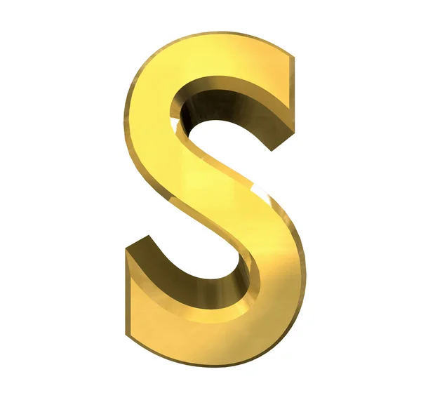 Золота 3d літера S — стокове фото