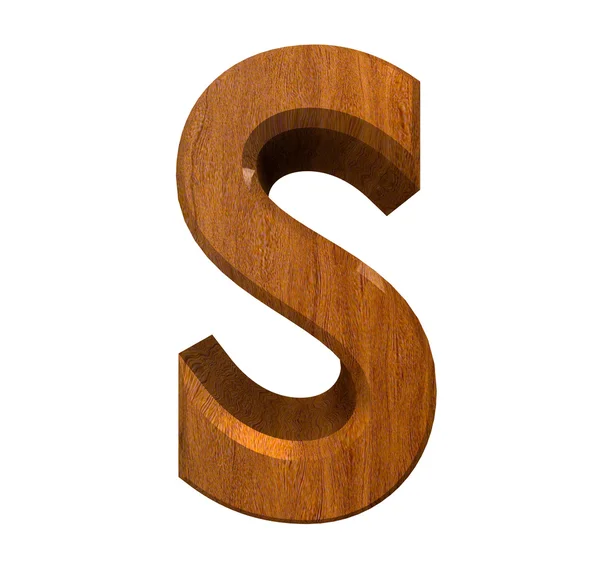 3d letra s em madeira — Fotografia de Stock