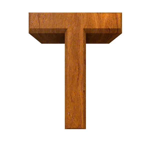 3d letter T in wood — Stock Photo, Image