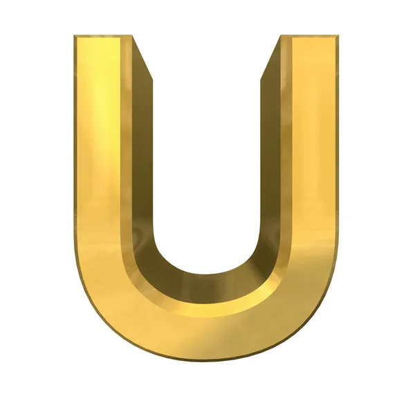 Золота 3d літера U — стокове фото