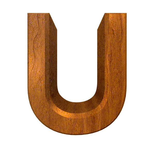 3d letter U in wood — Stock Photo, Image