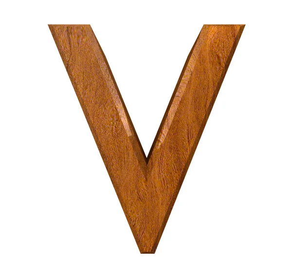 3d letra V em madeira — Fotografia de Stock