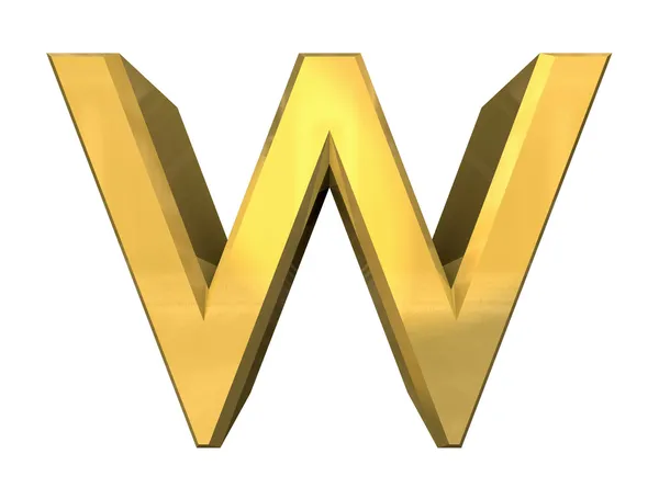 Ouro 3d letra W — Fotografia de Stock