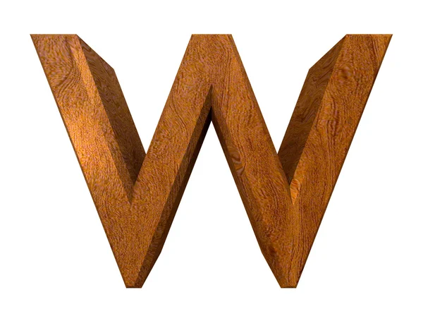 3d letter w in wood — Stock Photo, Image