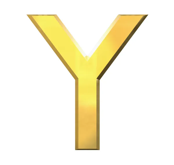 Золотая 3d буква Y — стоковое фото