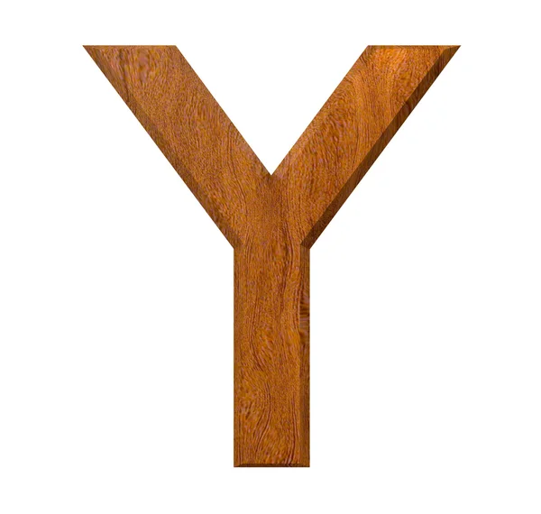 Трехмерная буква Y в дереве — стоковое фото