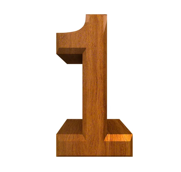 3D-nummer 1 in hout Rechtenvrije Stockafbeeldingen