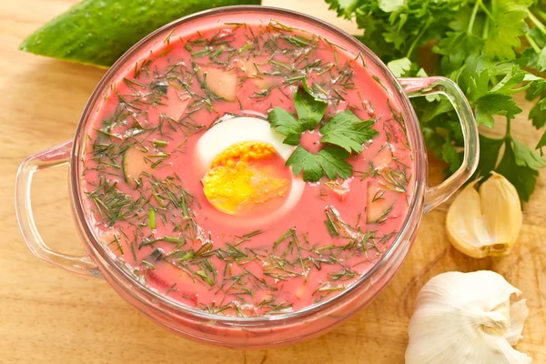 Холодный свекольный суп — стоковое фото