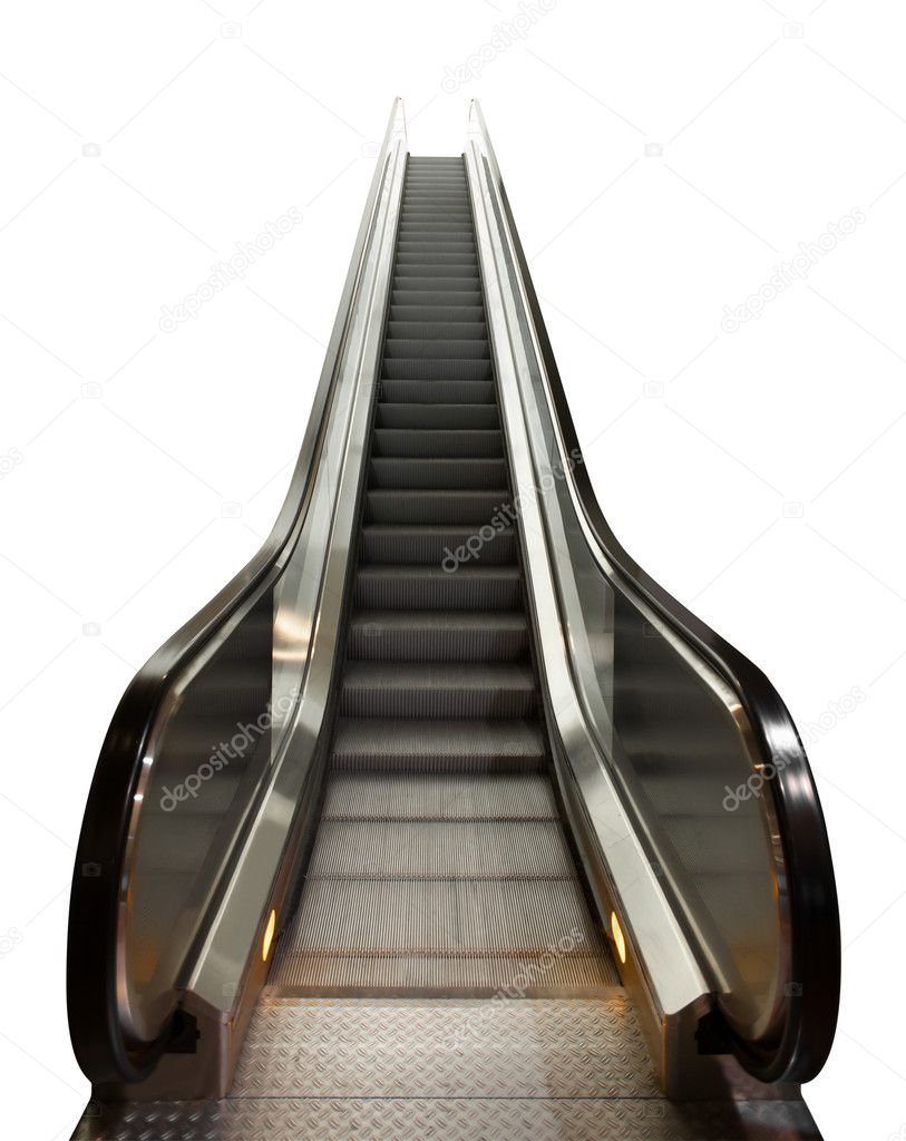 Escalator or moving ramp stairs isolated on white — Stock Photo ...