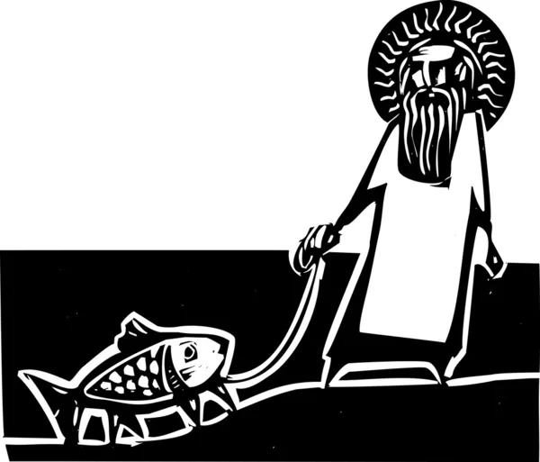 神和达尔文 — 图库矢量图片