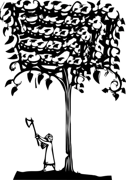 Couper un arbre — Image vectorielle