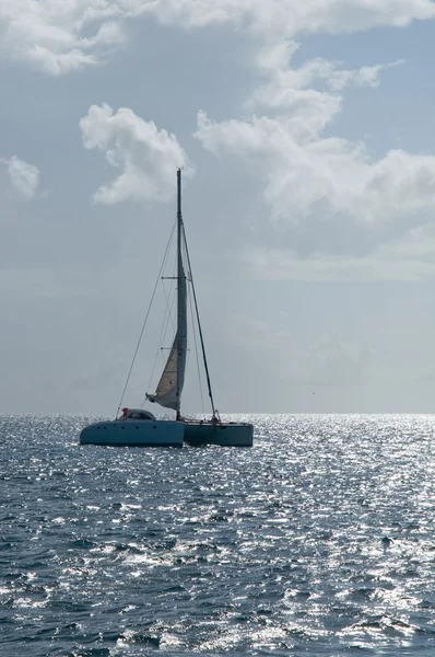 Krajina z Atlantického oceánu. Karibská paradize. bílá výletní lodí - katamarán — Stock fotografie