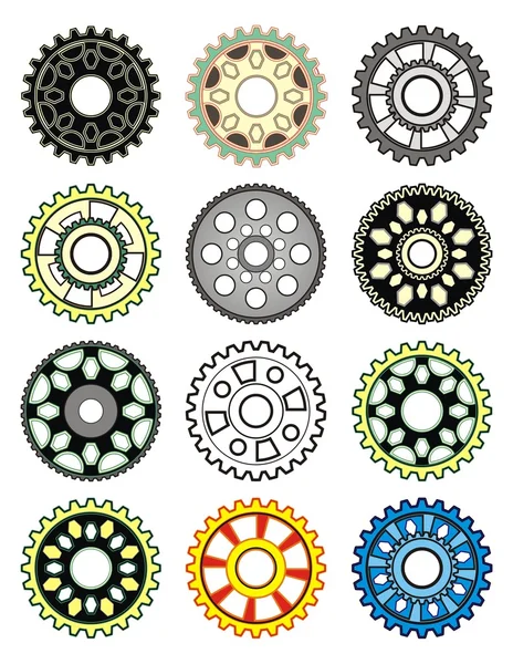 Industrial still life - arrangement of gears, isolated on white — Stock Vector
