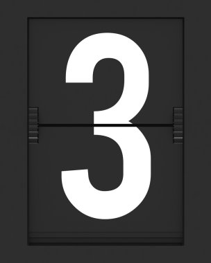 Number 3 from mechanical timetable board clipart