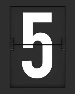 Number 5 from mechanical timetable board clipart