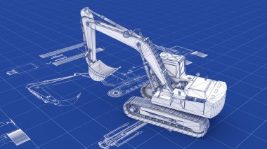 Excavator Blueprint clipart