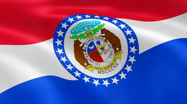 Missouriansk flag i vinden - Stock-foto