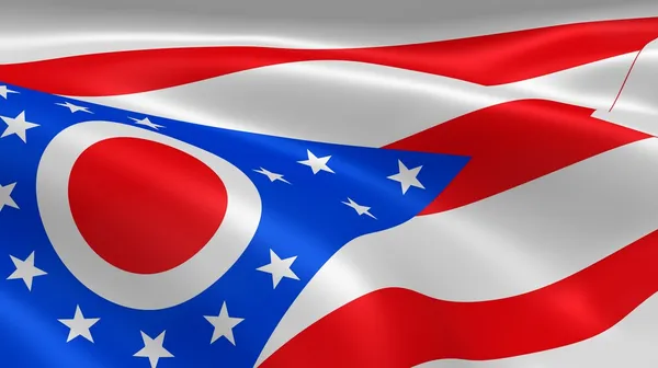 Ohioan zászló a szélben — Stock Fotó
