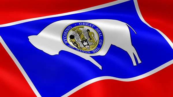 Wyomingite zászló a szélben — Stock Fotó