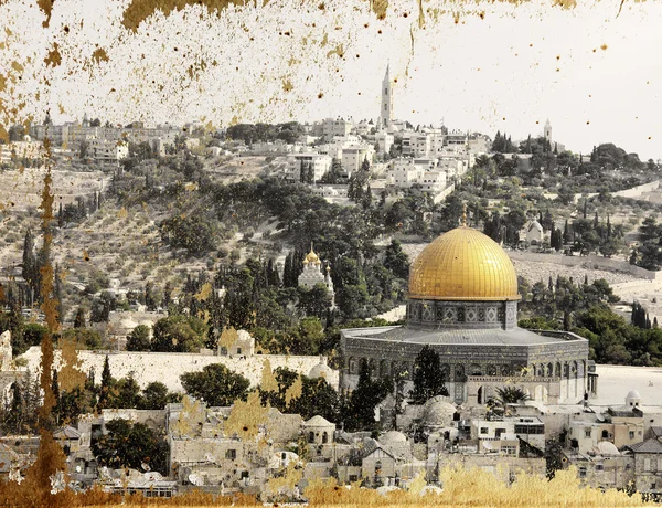Tekstura stylizowane zabytkowe pocztówki z Jerozolimy — Zdjęcie stockowe