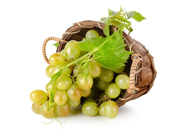 Grapes in a wooden basket — Stock Photo, Image