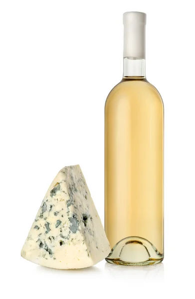 Vino bianco e formaggio blu — Foto Stock